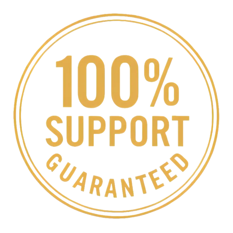 100% support guarantee seal